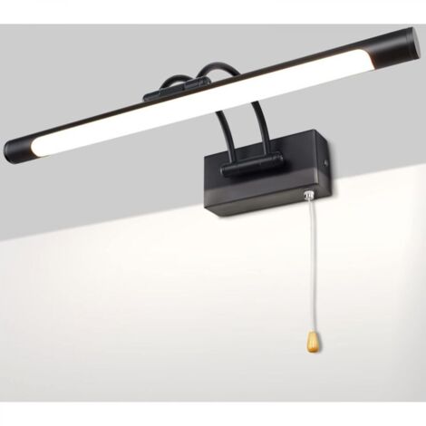 LED 8W IP44 Miroir Applique Murale Éclairage De Salle De Bain Noir Mat Intérieur Éclairage Avec Interrupteur, 40CM 3000K Appliques Pour Tableaux et Vitrines Bras Réglable Lampes De Lecture