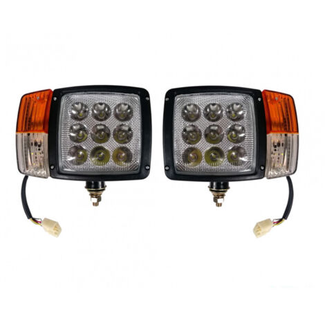 Комплект LED Фарове с Мигач, Габарит, Подходящ за Трактор, Комбайн, Багер, Снегорин и др - 9 диода 27W 12-24V 2200-2700