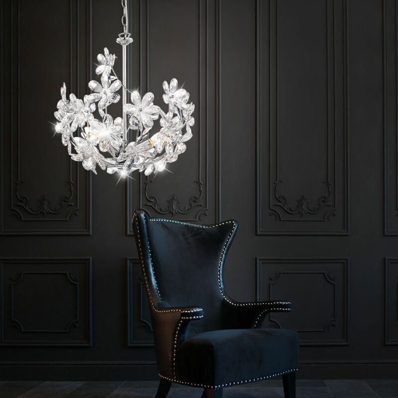 Image of Lampada da soffitto a led 9 watt con fiori in fiore cromato soggiorno lampada a sospensione illuminazione acrilica