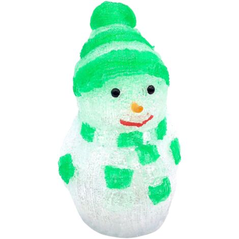 LED-Acryl-Schneemann 24x15cm Winterdeko Weihnachtsdeko Weihnachtsfigur Dekofigur - grün