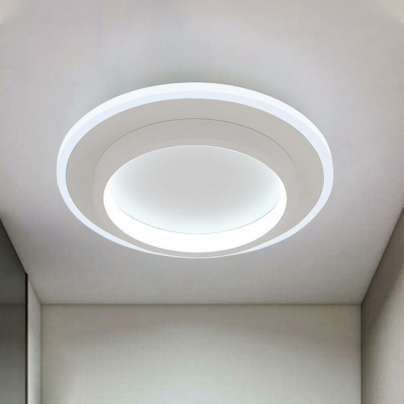 Led Ceiling Light, Round Ceiling Lamp 24W,3000K Modern Ceiling Light Fixture White Frame For Hallway Bedroom Bathroom Kitchen Living Room, Single