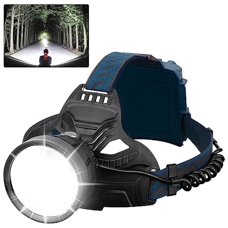 LED adulte rechargeable lampe frontale - lampe de poche ultra lumineuse, angle réglable à 90 °, 4 modes, étanche ipx5 - casque de sécurité 18650