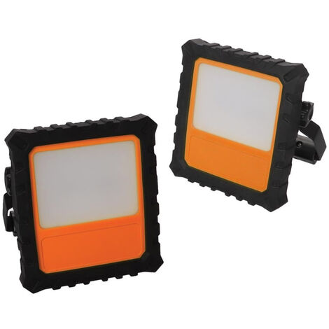 LED Akku Baustrahler 2er SET zum aufhängen (B 16, H 23, T 6 cm) IP54, 20 Watt