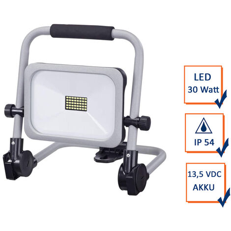 LED Akku Baustrahler klappbar mit 3 Helligkeitsstufen 30 Watt