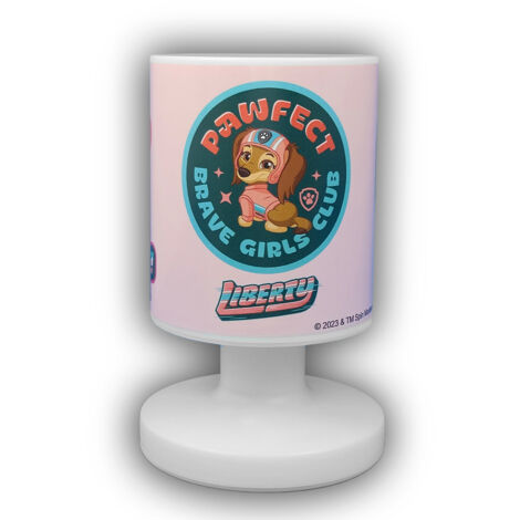 LED Akku Tischleuchte mit 3 Paw Patrol Rosa Motiven per USB aufladbar, Höhe 20cm