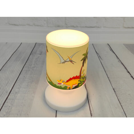 LED Akku Tischleuchte mit Dino Motiven per USB aufladbar, Höhe 20cm