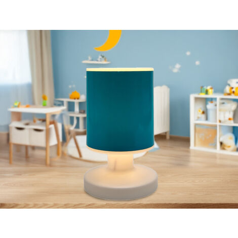 LED Akku Tischleuchte mit Schirm Petrol per USB aufladbar, Höhe 20cm