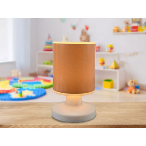 LED Akku Tischleuchte mit Schirm Pfirsichfarben, per USB aufladbar, Höhe 20cm