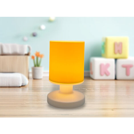 LED Akku Tischleuchte mit Schirm Sonnengelb, per USB aufladbar, Höhe 20cm