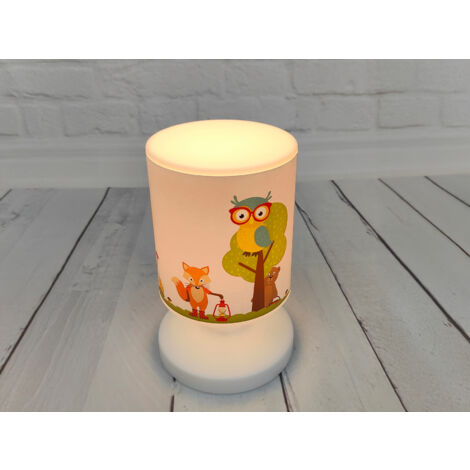 LED Akku Tischleuchte mit Waldtier Motiven per USB aufladbar, Höhe 20cm