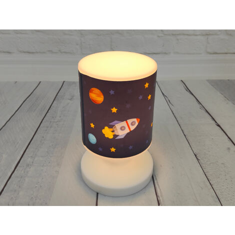 LED Akku Tischleuchte mit Weltall Motiven per USB aufladbar, Höhe 20cm