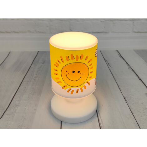 LED Akku Tischleuchte Motiv Sonne und Schmetterling per USB aufladbar, Höhe 20cm