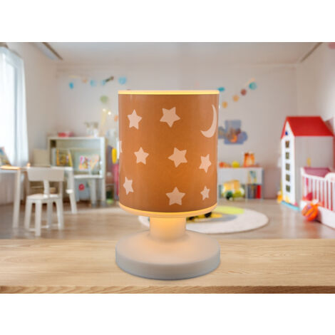 LED Akku Tischleuchte Pfirsichfarben Mond & Sterne per USB aufladbar, Höhe 20cm