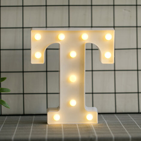 LED-Alphabet-Buchstaben mit warmweißem Licht für Heimdekoration, Party, Bar, Hochzeit oder Festival (T), AAFGVC