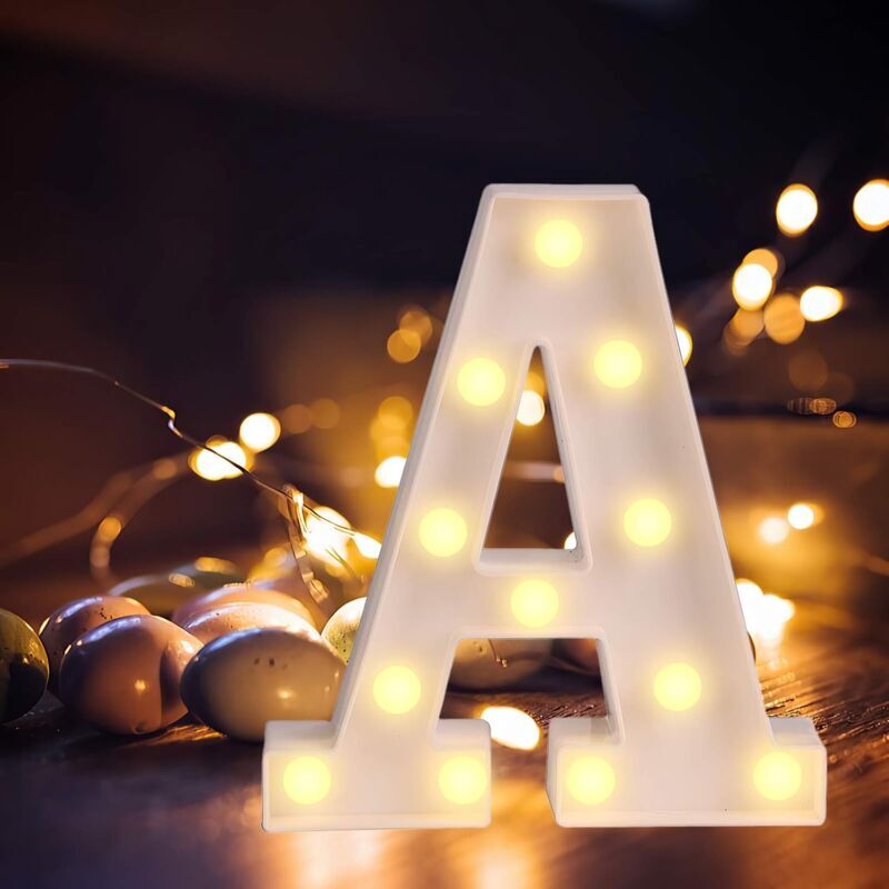 Led Alphabet Letters with Warm White Light for Home Decoration, Party, Bar, Wedding or Festival (a)