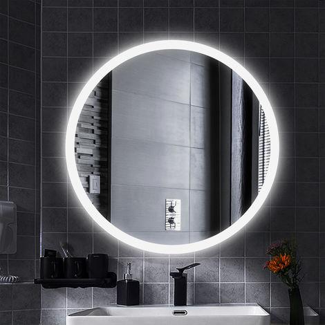 LED Anti-Fog Rund Badspiegel Wandspiegel Mattierter Gürtel kühles Weiß