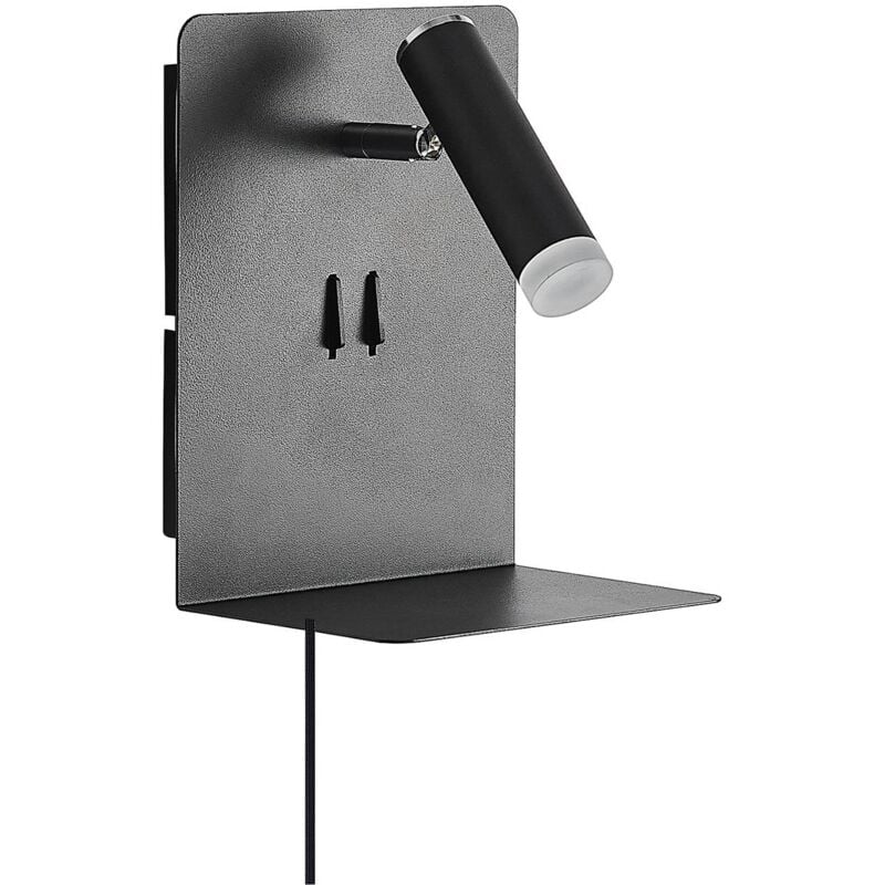Lucande - LED Applique Murale avec une connexion USB 'Zavi' en métal pour salon & salle à manger - noir, chromé
