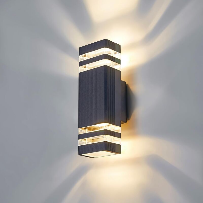 Led Applique Murale Exterieur - Moderne Luminaire Extérieur, IP65 Étanche Lampe Lumière Mural Exterieure, 3000K Up Down Éclairage Murale d'Extérieur