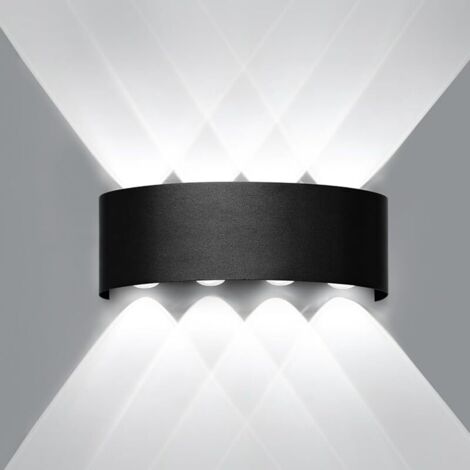 LED Applique Murale Intérieur/Extérieur, 8W 6000K Blanc Froid Lampe Murale, IP65 Etanche Moderne Éclairage Mural, Aluminium Luminaire Murale pour Chambre Couloir Salon Escalier