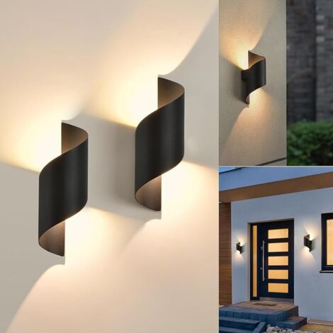 LED Applique Murale intérieur/Extérieur,10W 3000K blanc chaud Lampe,Moderne Up Down Luminaire,Éclairage Etanche IP65,Spirale Métal pour Bar,Chambre à Coucher 2pc