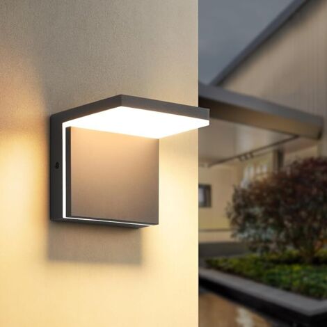 LED Applique Murale intérieur/Extérieur,12W 3000K blanc chaud Moderne Éclairage Mural,Luminaire Murale Etanche IP65,Lampe Murales pour Cour,Jardin,Terrasse,Proche,Mur, Pathway,Villa,Gris foncé