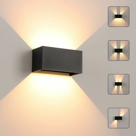 LED Applique Murale intérieur/Extérieur,24W 3000K blanc chaud Lampe Murale,Moderne Luminaire Murale,Éclairage Murals Etanche IP65,Appliques Murales avec haut et bas Angle de Faisceau Réglable,Noir [Cl