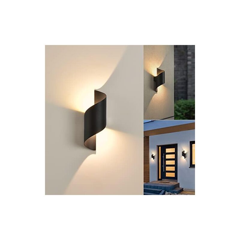 LED Applique Murale intérieur/Extérieur,10W 3000K blanc chaud Lampe,Moderne Up Down Luminaire,Éclairage Etanche IP65,Spirale Métal pour Bar,Chambre à