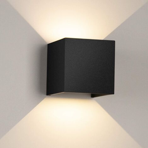 LED Applique Murale Moderne Lamp Murale Veilleuse Up Down Noir 12W Lumière Blanche Chaude - 1Pcs