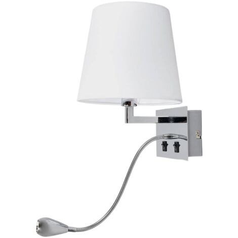LED Applique Murale Tissu 'Leonella' en textile pour salon & salle à manger - blanc, chromé