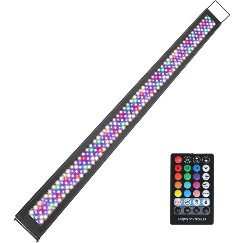 Led Aquarium, 52W rgbw Spectre Complet Lumiere Eclairage, 6500K Fish Tank Lumière Avec Minuterie, 116–140cm Alu Longueur Support Extensible Lampe
