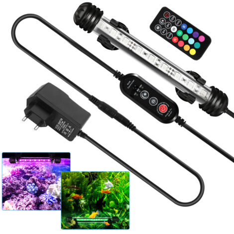 SWANEW LED Aquarium Beleuchtung IP67 Wasserfest RGB Licht Aufsetzleuchte Dimmbar Fisch Tank Unterwasser Lampe 28.5cm