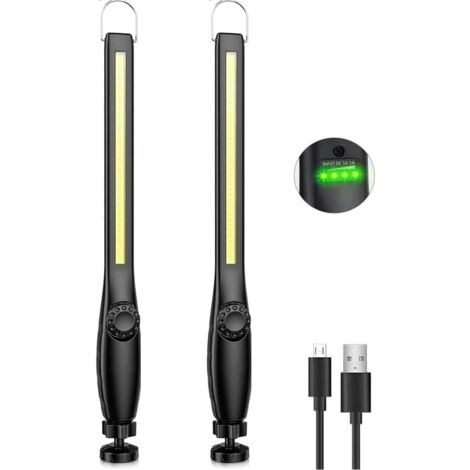 LED-Arbeitsleuchte COB wiederaufladbare Werkstatt-Taschenlampe, Inspektionslampe mit magnetischer Arbeitsleuchte für Autoreparatur (2 Stück)