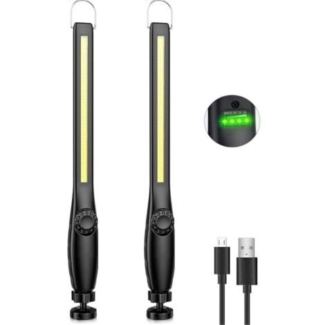 LED-Arbeitsleuchte für Mechaniker, wiederaufladbare Arbeitsleuchte, dimmbare COB-Werkstattleuchte, LED-Taschenlampe für Auto, Garage, Camping (2 Stück)