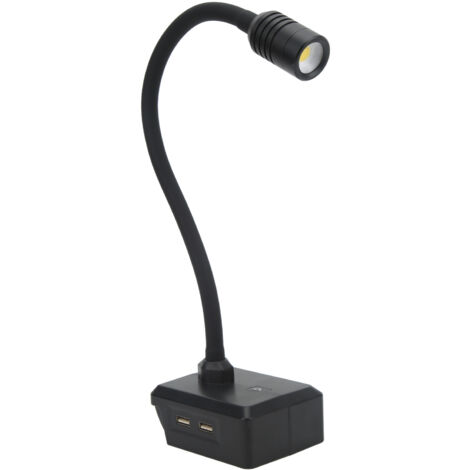 LED-Arbeitsleuchte, kabellose Schwanenhalslampe, 3 Modi, Dual-USB mit Haken für 14,4 V-20 V-Akku
