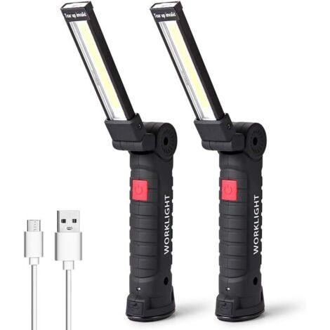 LED-Arbeitsleuchte, LED-Taschenlampe, wiederaufladbare LED-Werkstattleuchte, Inspektionsleuchte, Magnetfuß, Camping, Notfall, klein, 2 Stück