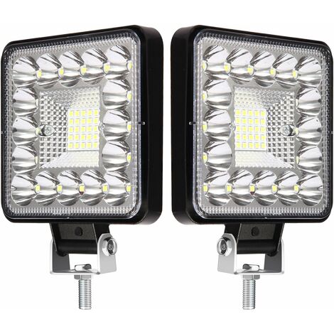 LED-Arbeitsscheinwerfer 12 V, 2 Stück, 123 W, 4 Zoll, LED-Traktor-Spotlight, quadratisch, 12 V, 24 V, Arbeitsscheinwerfer für Offroad, PKW, LKW, SUV, 4 x 4, Traktor, Nebelscheinwerfer