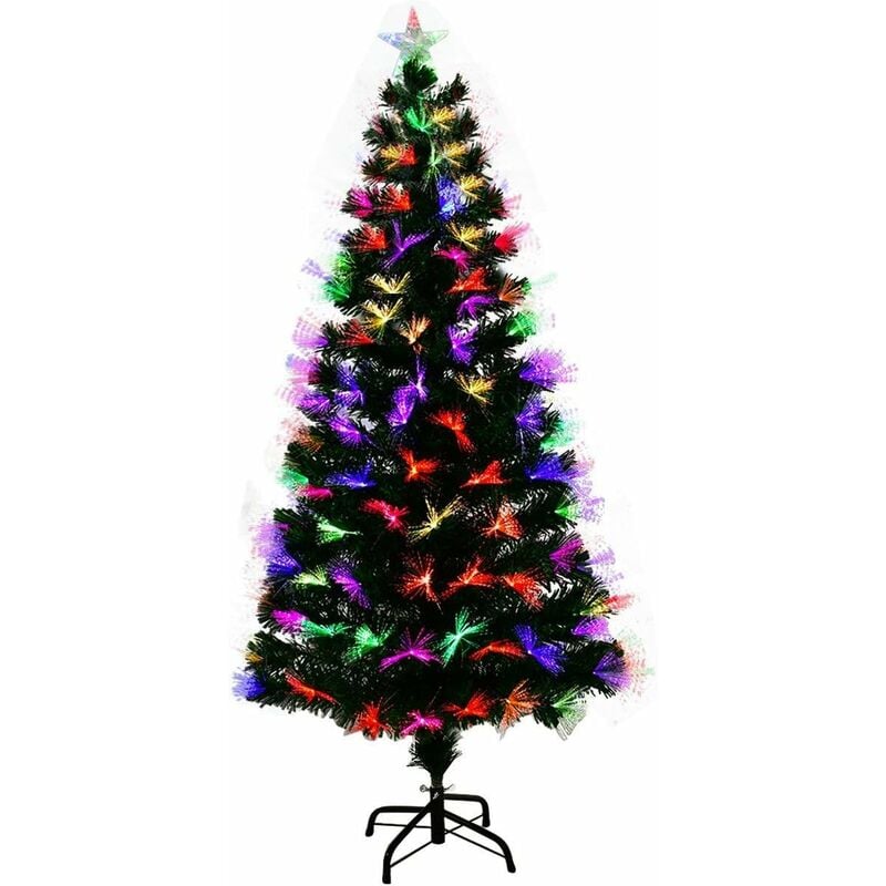 

LED Árbol de Navidad Artificial 150cm Iluminado con Cambiador de Color de Fibra de Vidrio para Navidad Hogar Decoración