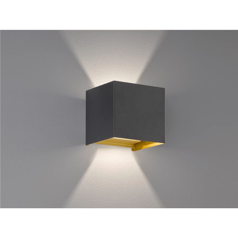 Fischer & Honsel Fischer&honsel - Led Updown Wandleuchte Thore Schwarz Gold Für Innen & Außen, Quadrat 10cm