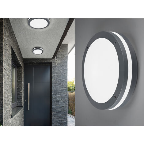 LED Außen Deckenleuchte Wandleuchte 2er SET mit Bewegungsmelder Anthrazit, Ø30cm