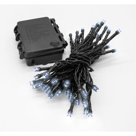 LED Außen Lichterkette kalt weiß - 1,8 m / 24 LED - Garten  Weihnachten Winter Deko Beleuchtung Timer Batterie