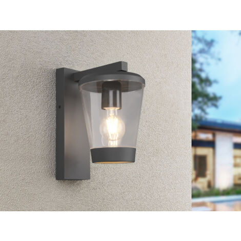 LED Außen Wandlaterne mit Acrylglas Lampenschirm Höhe 28cm, Anthrazit