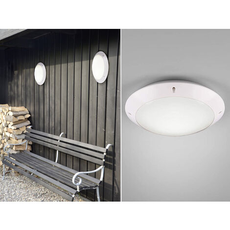 LED Außendeckenleuchte Wandlampe rund in Weiß matt - 26 cm
