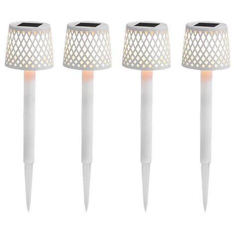 LED Außenlampe Solar Akku - 4 Stück - 39 cm hoch Erdspieß IP44 3000 K Modern kabellos tragbar Außenleuchte Gartenlampe