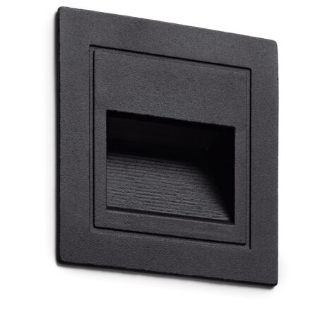 LED Außenleuchte 3W Einbau Wand Quadratisch Olite 2700K Schwarz Warmweiß