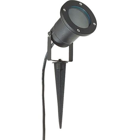 LED Außenleuchte mit Erdspieß rund, mit GU10 Sockel, IP54, schwarz matt - 92 x 92 mm