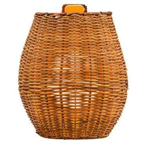LED Außenleuchte Wand Akku Leuchtmittel Rattan H: 24,5 cm dimmbar Fernbedienung kabellose Wandlampe Wandleuchte Balkon