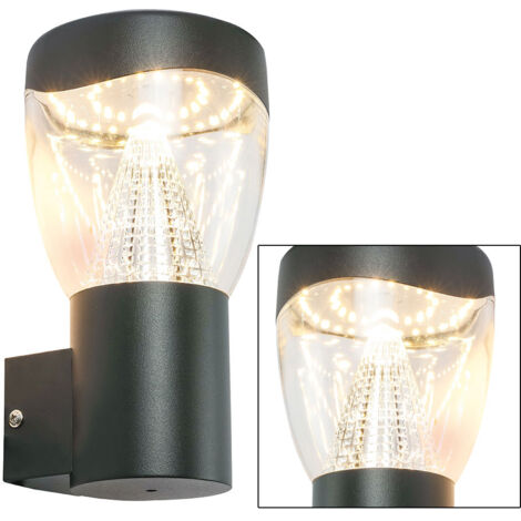 LED Außenleuchte Wandlampe Fassadenlampe Haustürleuchte Außenlampe, Aluminium Druckguss, anthrazit, IP44, 9,6 Watt 850lm 3000K, LxBxH 12x12x23cm
