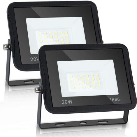 LED-Außenstrahler, Sicherheitsstrahler, XU, IP66 wasserdichte Außenbeleuchtung für Garten oder Garage, 2 x 20 W Kaltweiß - KZQ