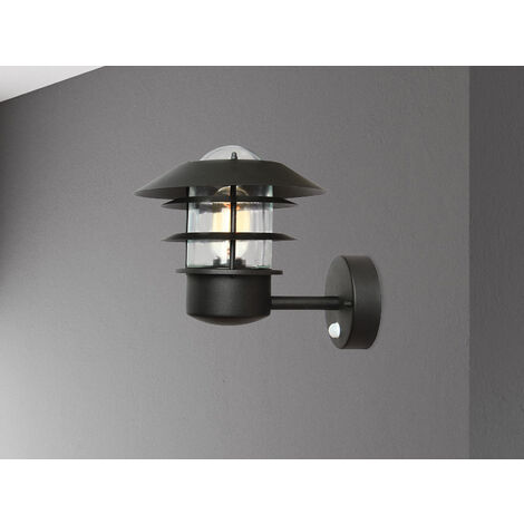 LED Außenwand Laterne mit Bewegungsmelder, Schwarz Höhe 24cm