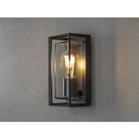 LED Außenwandlaterne mit Bewegungsmelder, Höhe 26cm, Alu Schwarz
